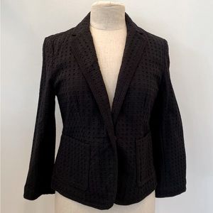 Ann Taylor Womens Black Cotton Lined Eyelet Blazer / Size 6